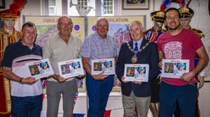 L to R Martyn Edwards (BPS) Brian Sweeting (BPS) Chris Hocking Mike Crocker (President of Bridgwater Guy Fawkes Carnival) & Andy Bennett